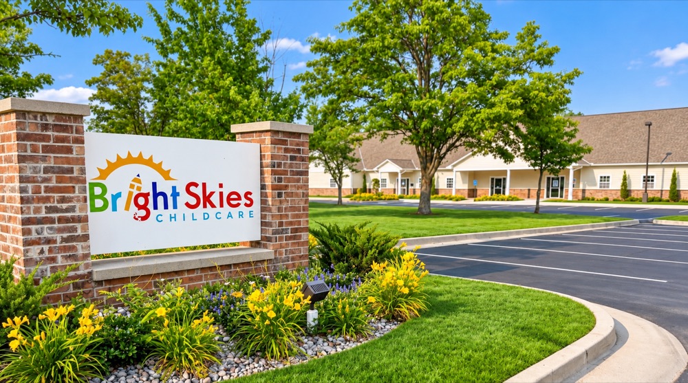 The Bright Skies Childcare campus and entrance